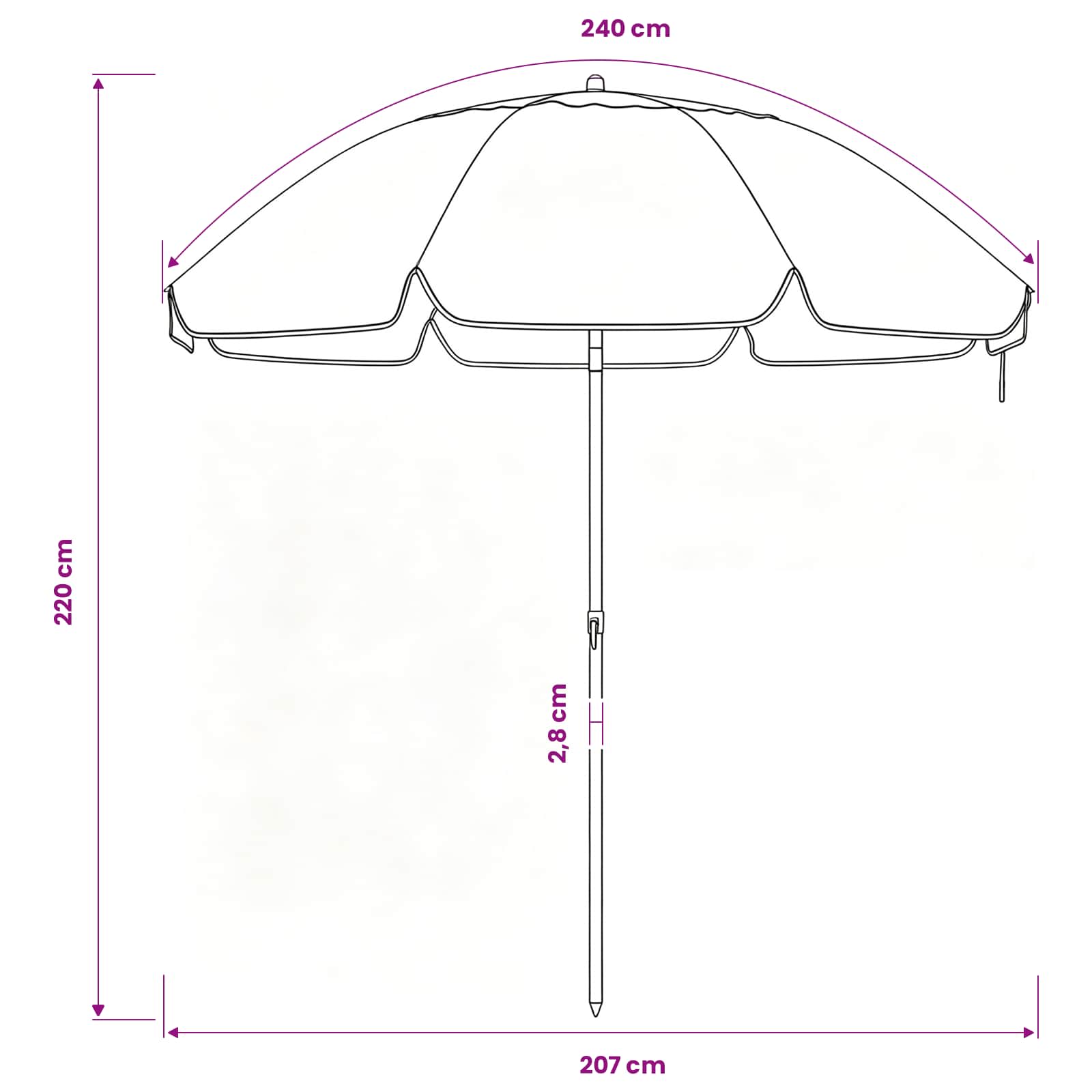 vidaXL Parasolka ogrodowa 240 cm Poliester 170T pomarańczowy
