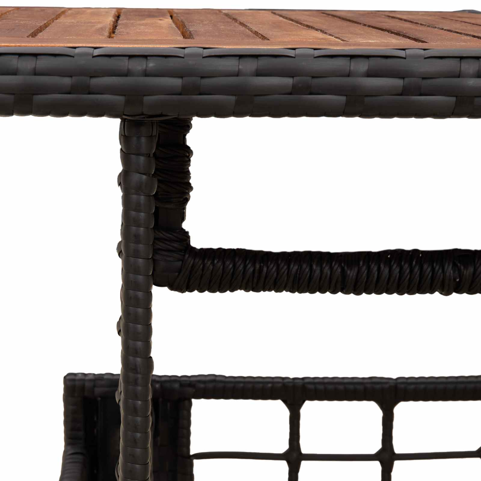 vidaXL Stół Ogrodowy Czarny i naturalny 100 x 55 x 37 cm