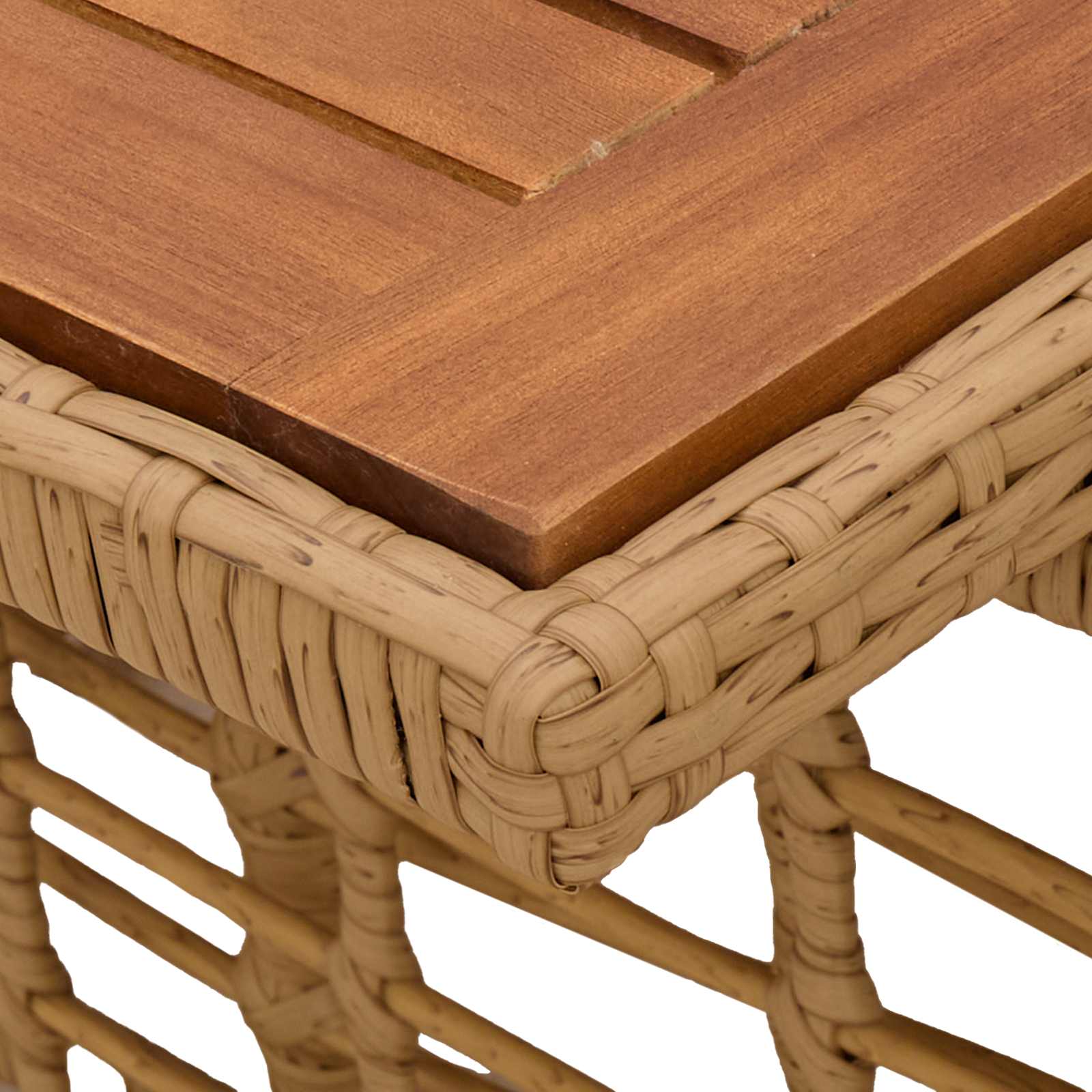 vidaXL Stół Ogrodowy naturalny 100 x 55 x 37 cm Rattan PE i Szkło