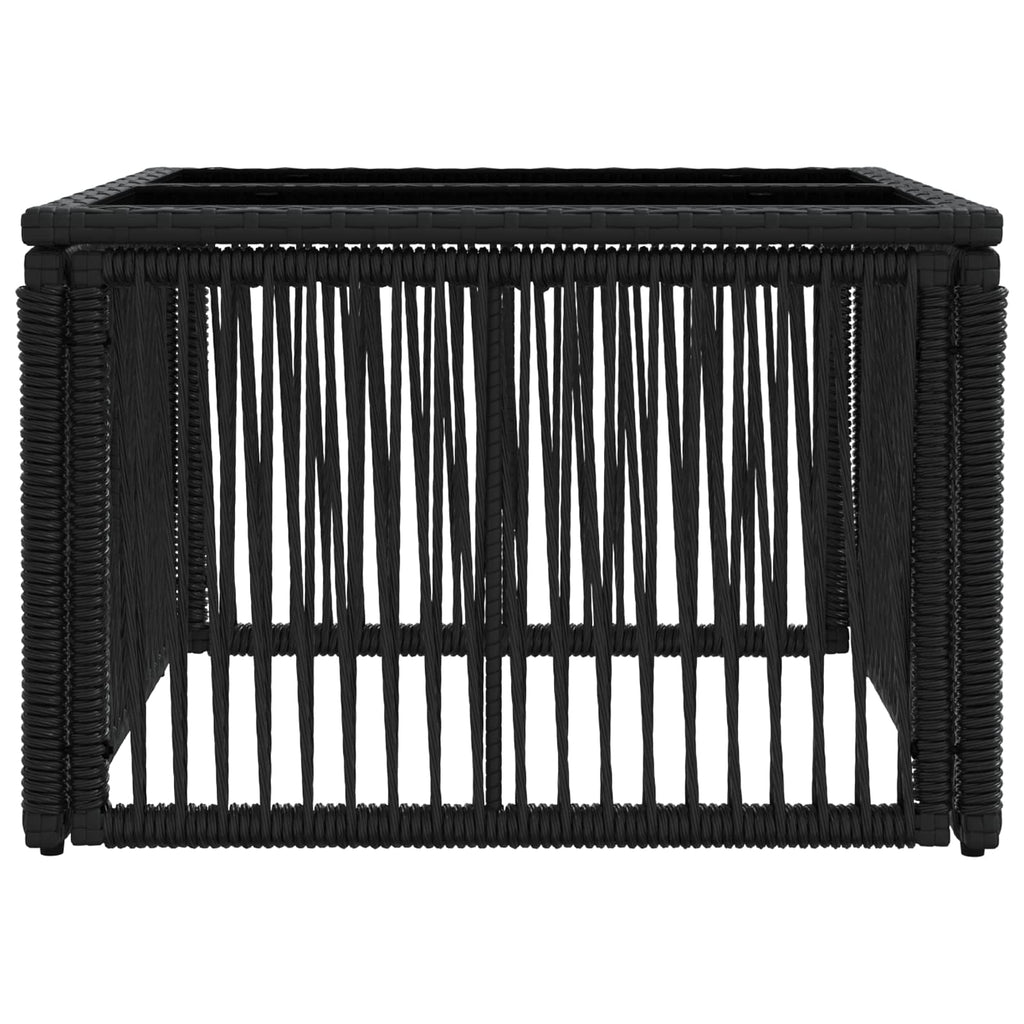 vidaXL Stół Ogrodowy Czarny 55 x 55 x 37 cm Rattan PE i Szkło