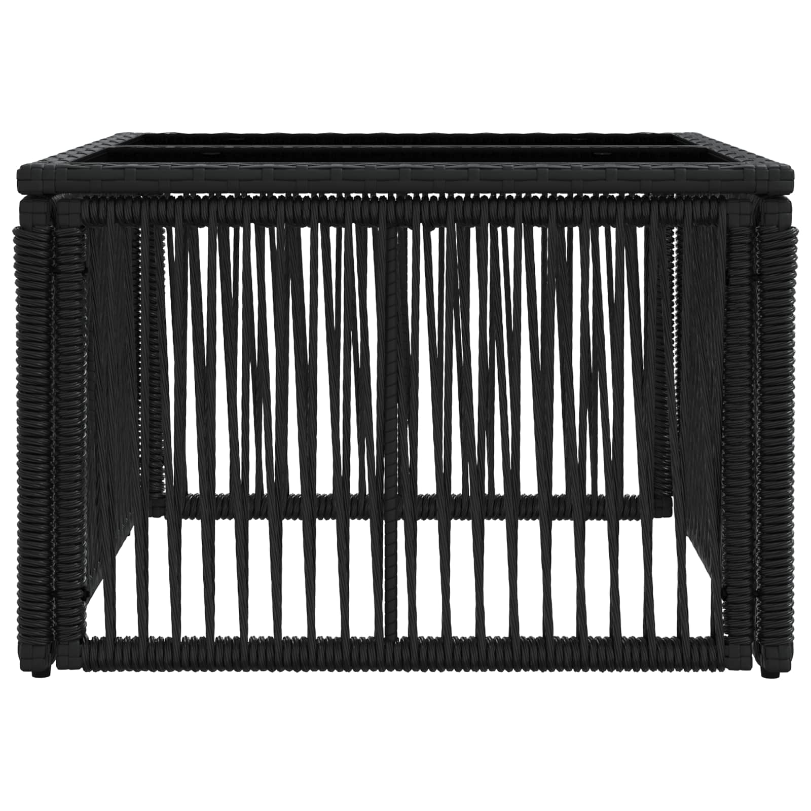 vidaXL Stół Ogrodowy Czarny 55 x 55 x 37 cm Rattan PE i Szkło