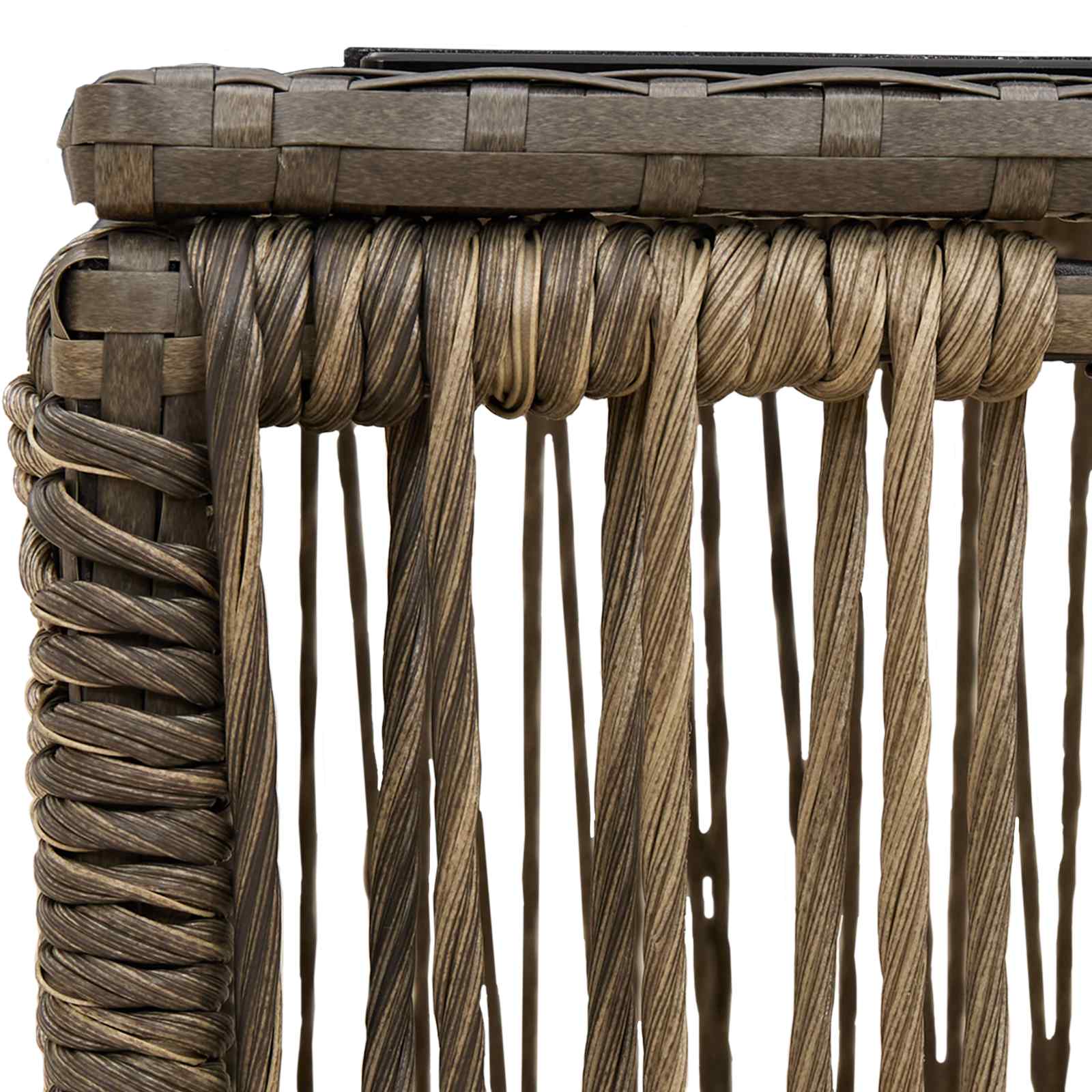 vidaXL Stół Ogrodowy Szary i czarny 55 x 55 x 37 cm Rattan PE i Szkło