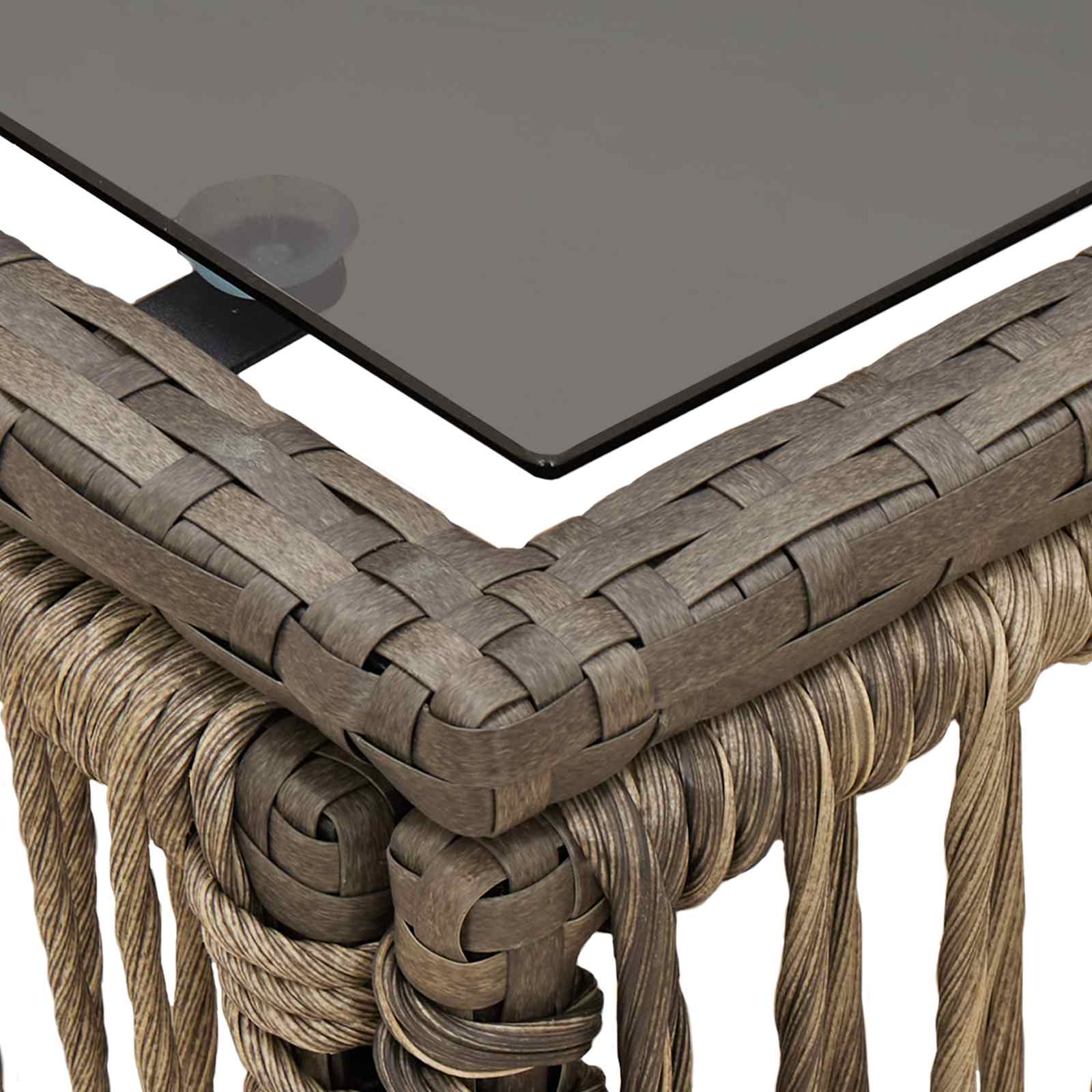 vidaXL Stół Ogrodowy Szary i czarny 55 x 55 x 37 cm Rattan PE i Szkło