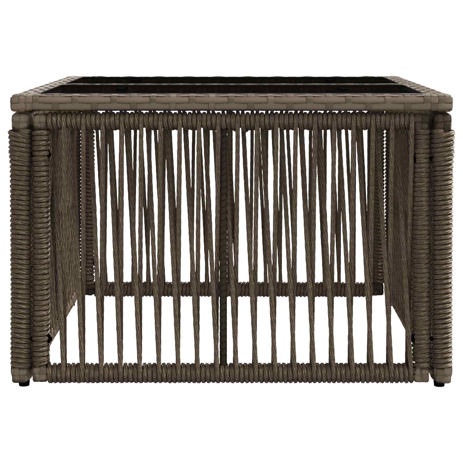 vidaXL Stół Ogrodowy Szary i czarny 55 x 55 x 37 cm Rattan PE i Szkło