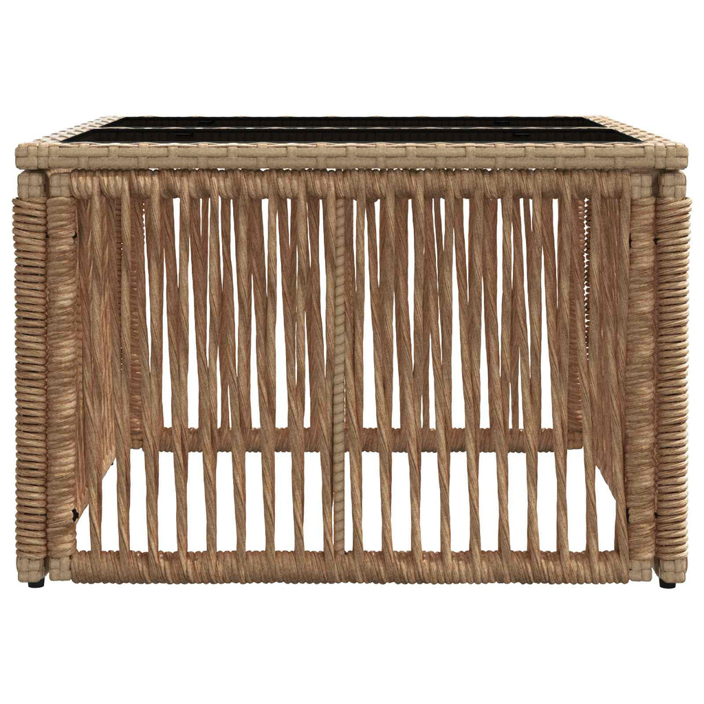 vidaXL Stół Ogrodowy Beżowy i czarny 55 x 55 x 37 cm Rattan PE i Szkło