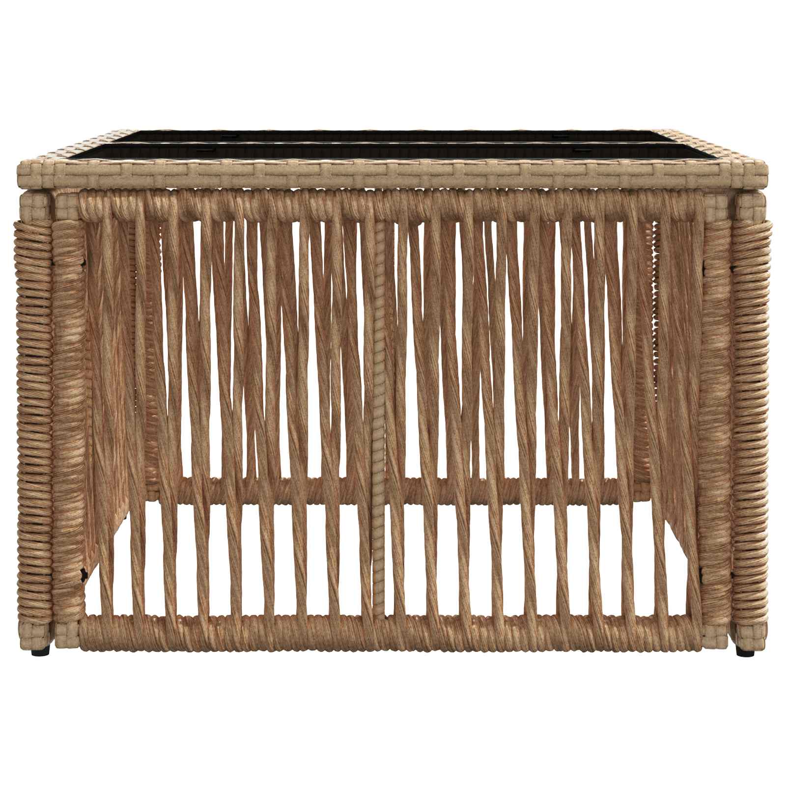 vidaXL Stół Ogrodowy Beżowy i czarny 55 x 55 x 37 cm Rattan PE i Szkło