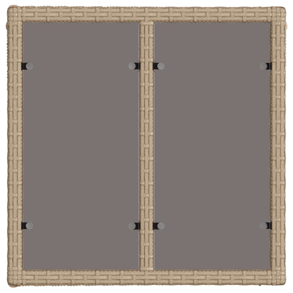 vidaXL Stół Ogrodowy Beżowy i czarny 55 x 55 x 37 cm Rattan PE i Szkło