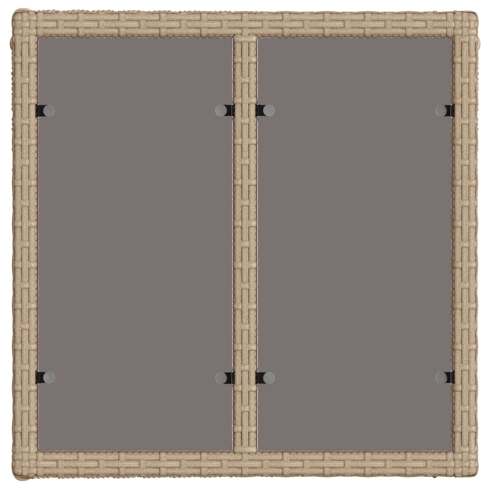 vidaXL Stół Ogrodowy Beżowy i czarny 55 x 55 x 37 cm Rattan PE i Szkło