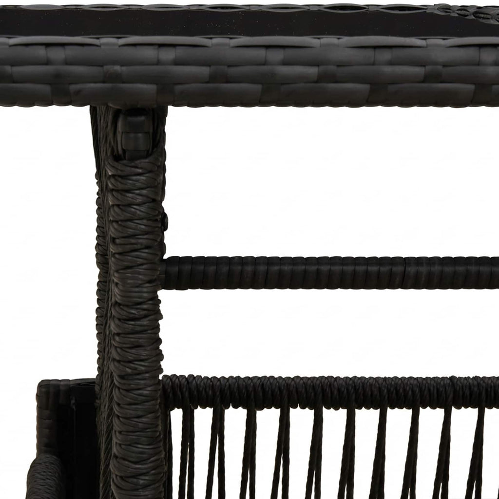 vidaXL Stół Ogrodowy Czarny 100 x 55 x 37 cm Rattan PE i Szkło