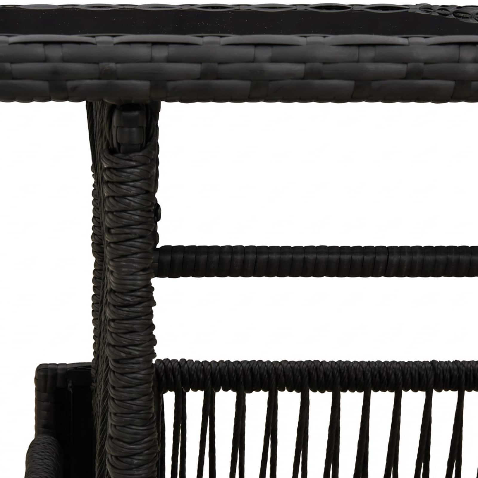 vidaXL Stół Ogrodowy Czarny 100 x 55 x 37 cm Rattan PE i Szkło