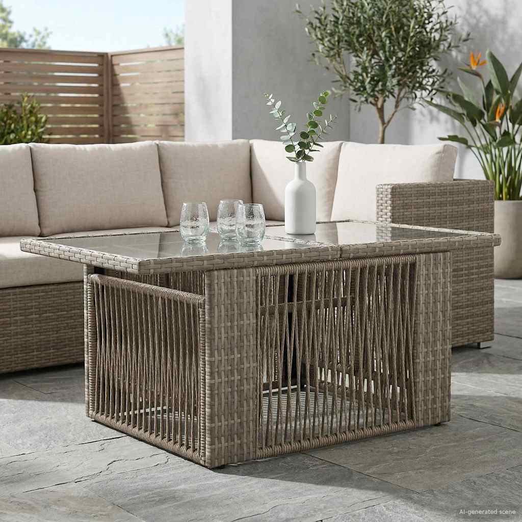 vidaXL Stół Ogrodowy Szary 100 x 55 x 37 cm Rattan PE i Szkło