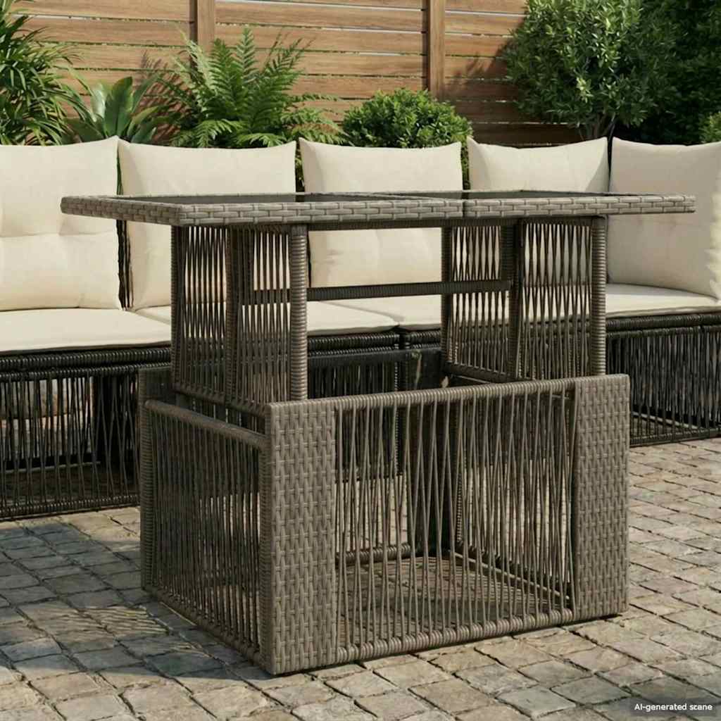 vidaXL Stół Ogrodowy Szary 100 x 55 x 37 cm Rattan PE i Szkło