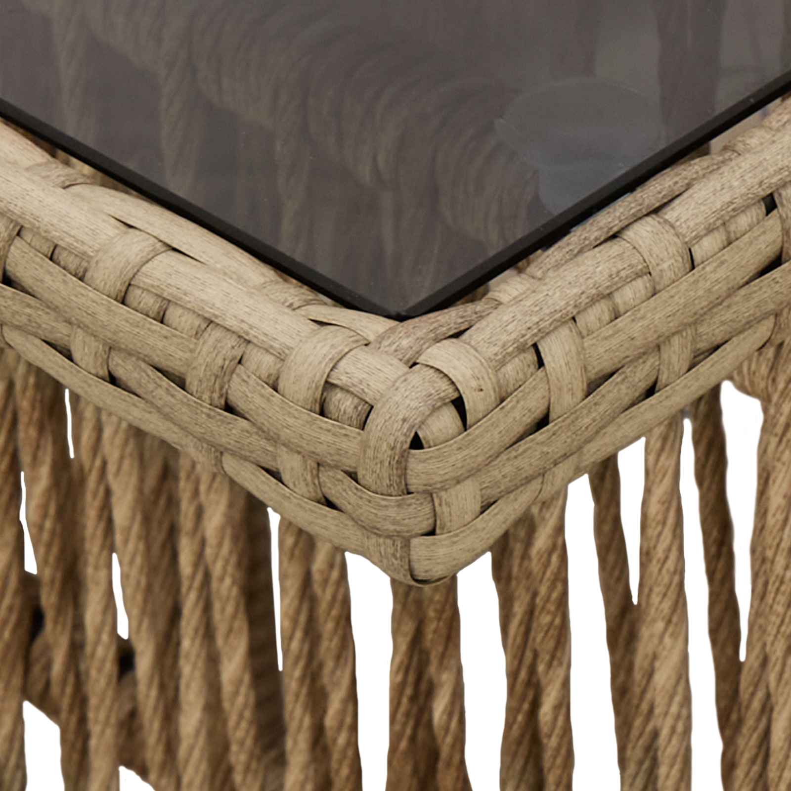 vidaXL Stół Ogrodowy Beżowy 100 x 55 x 37 cm Rattan PE i Szkło