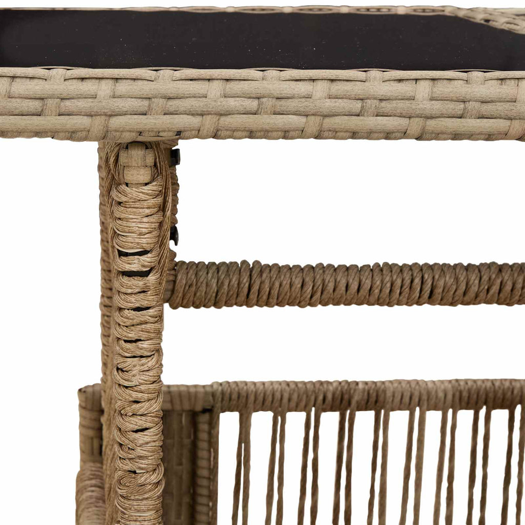 vidaXL Stół Ogrodowy Beżowy 100 x 55 x 37 cm Rattan PE i Szkło