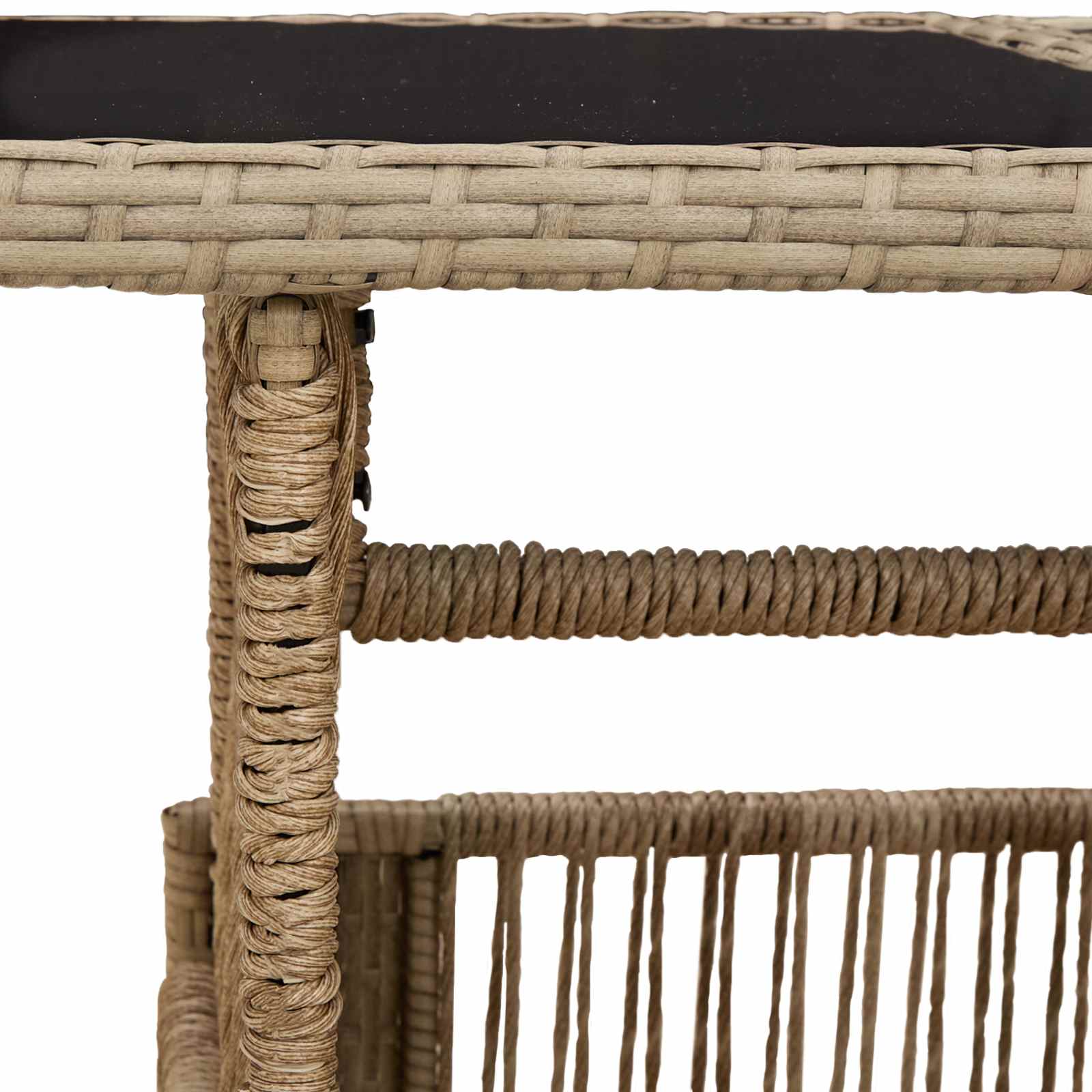 vidaXL Stół Ogrodowy Beżowy 100 x 55 x 37 cm Rattan PE i Szkło