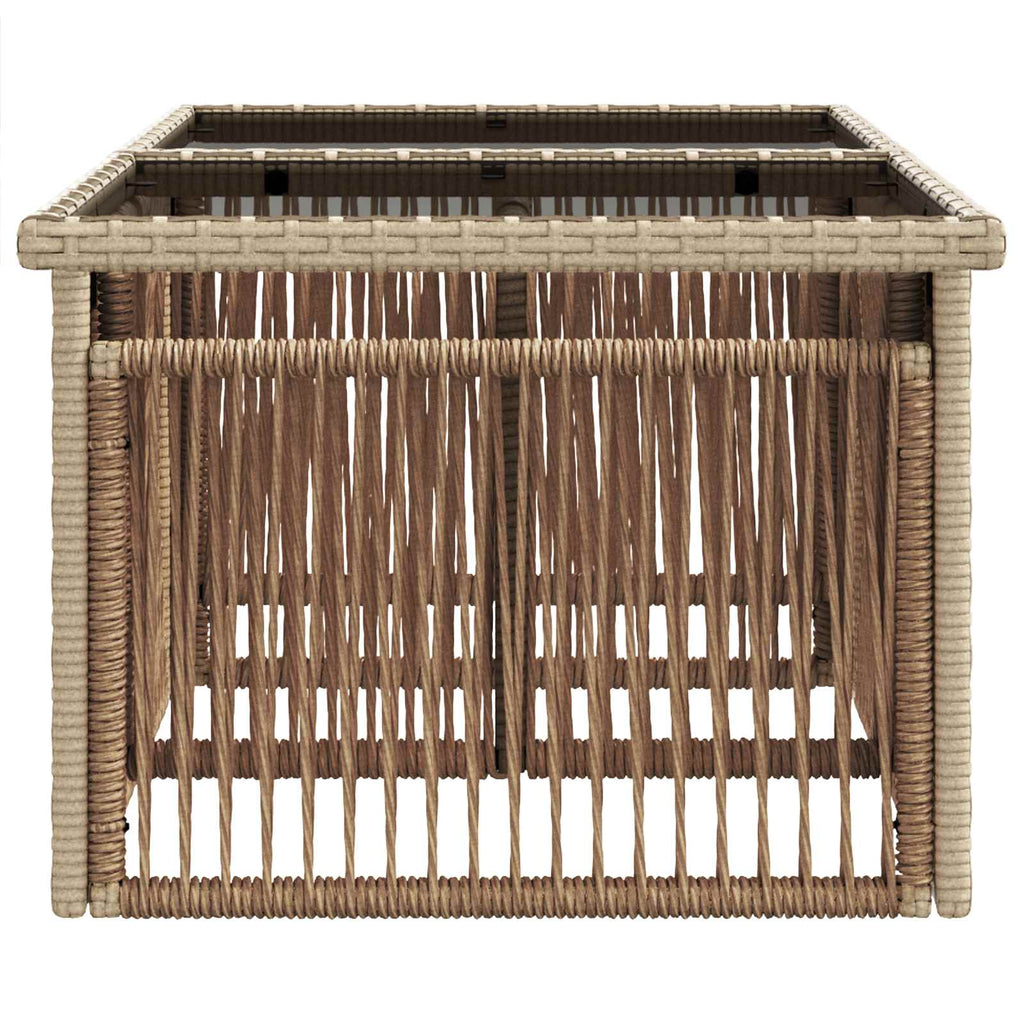 vidaXL Stół Ogrodowy Beżowy 100 x 55 x 37 cm Rattan PE i Szkło