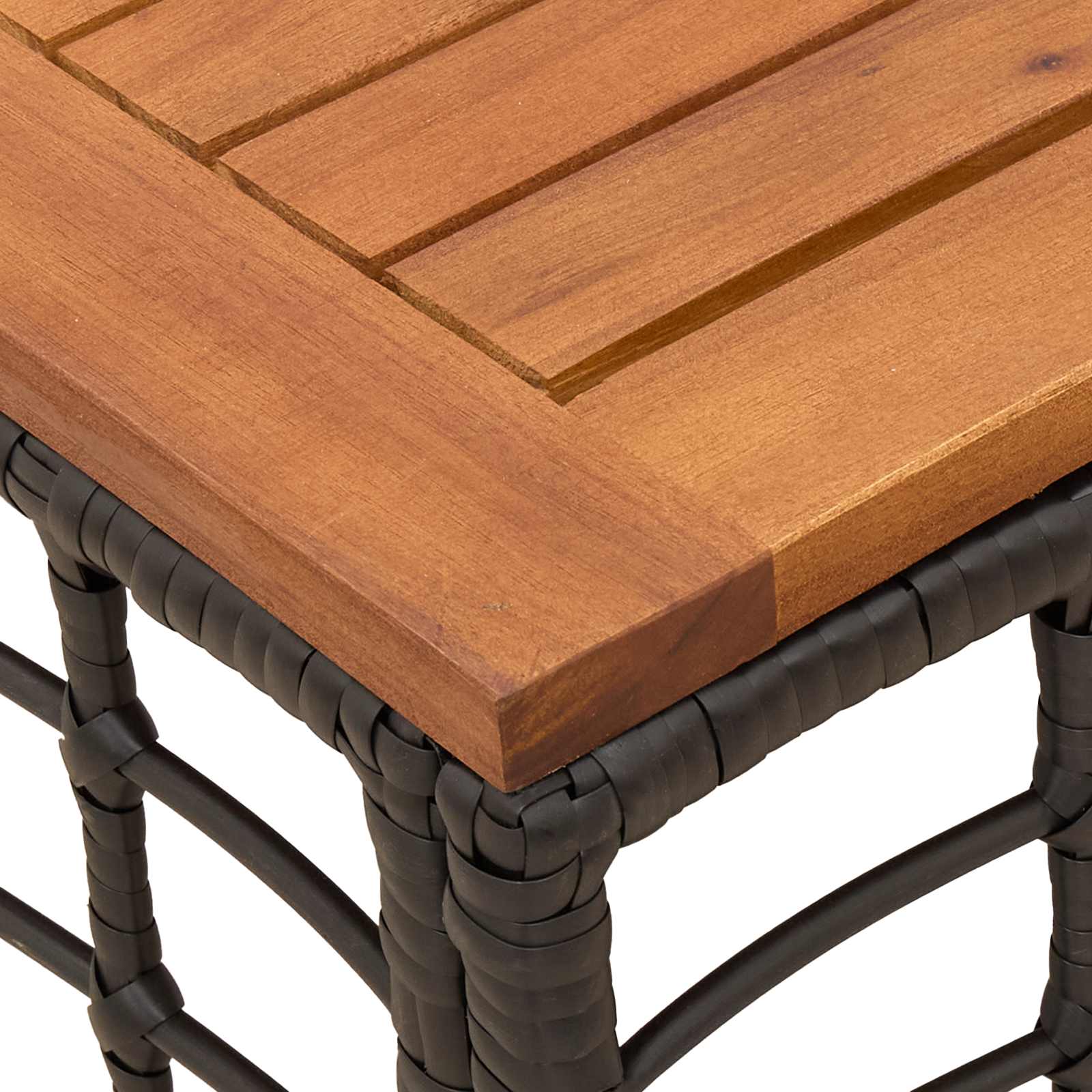 vidaXL Stół Ogrodowy Czarny i naturalny 55 x 55 x 37 cm