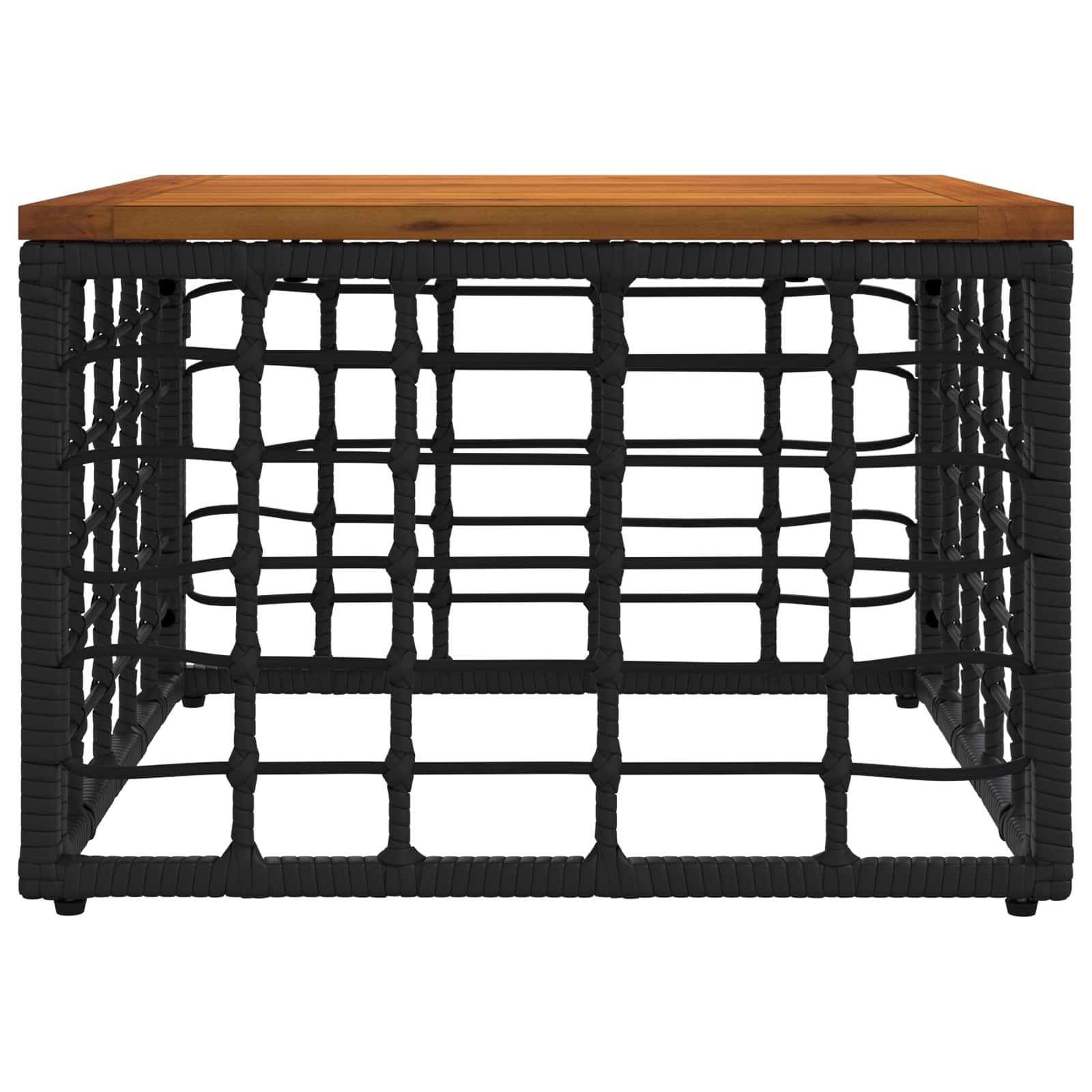 vidaXL Stół Ogrodowy Czarny i naturalny 55 x 55 x 37 cm
