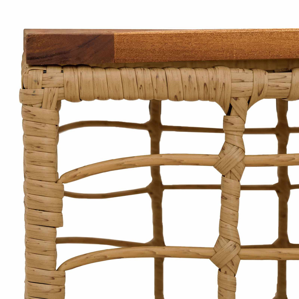 vidaXL Stół Ogrodowy naturalny 55 x 55 x 37 cm Rattan PE i Szkło