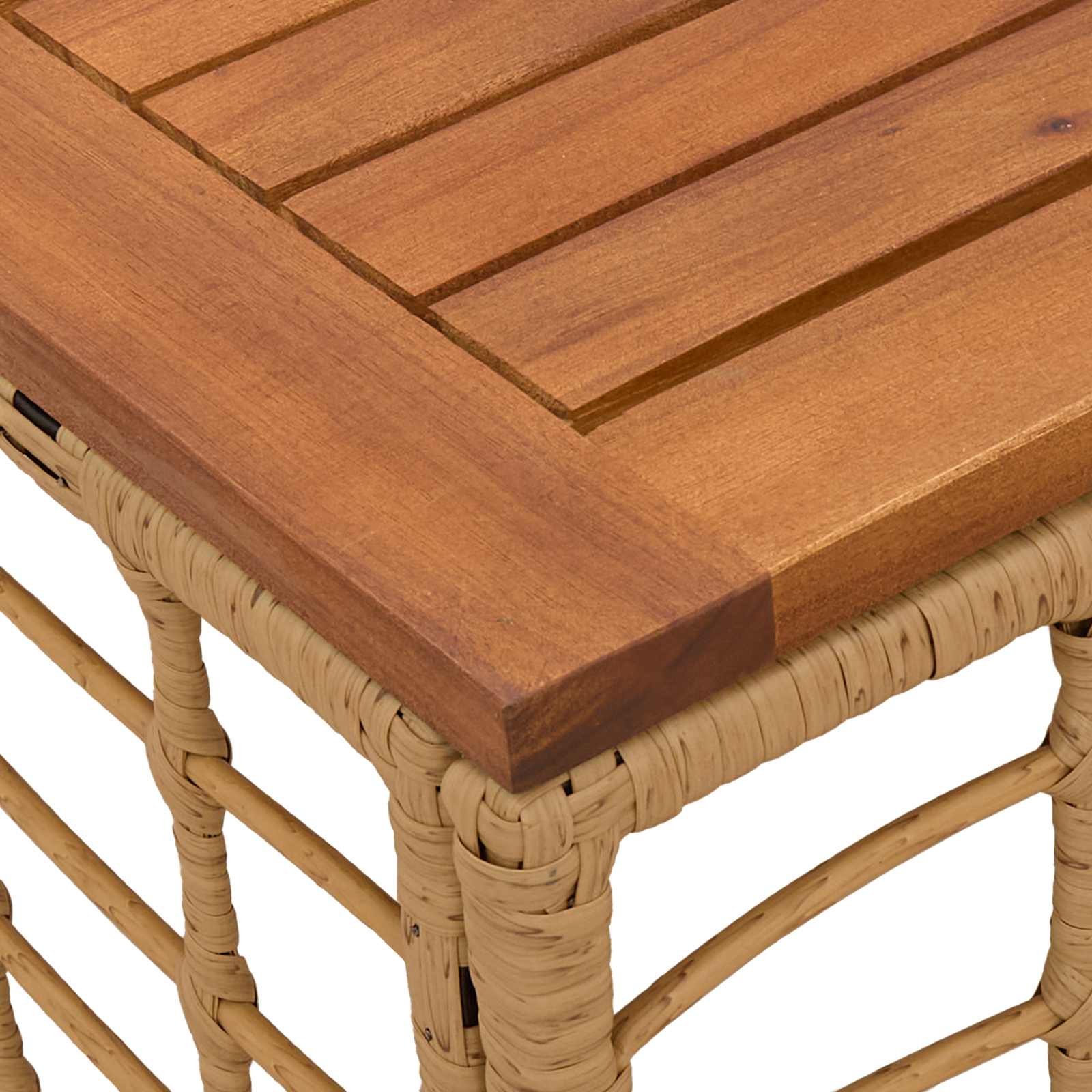 vidaXL Stół Ogrodowy naturalny 55 x 55 x 37 cm Rattan PE i Szkło