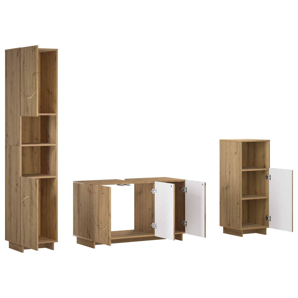 vidaXL Zestaw Szafek Łazienkowych 3 szt. Dąb artisan