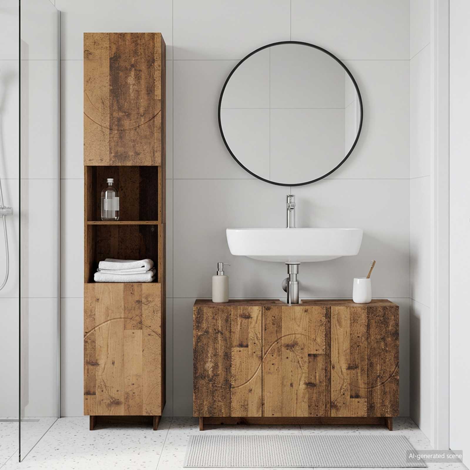 vidaXL Zestaw Szafek Łazienkowych 2 szt. Stare drewno