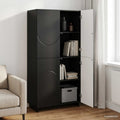 vidaXL Wysoki kredens Czarny 79 x 41 x 151 cm Materiał drewnopochodny