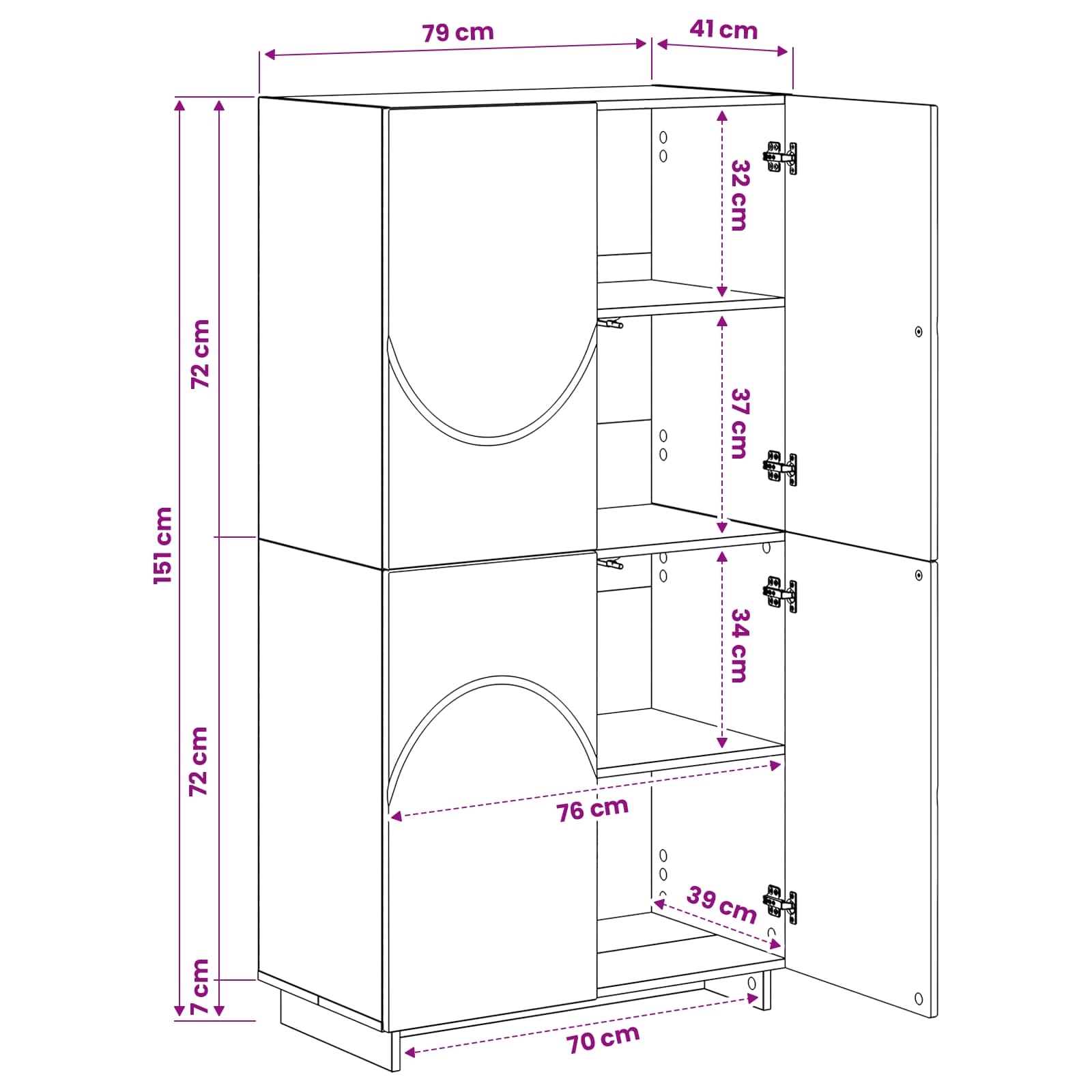 vidaXL Wysoki kredens Czarny 79 x 41 x 151 cm Materiał drewnopochodny