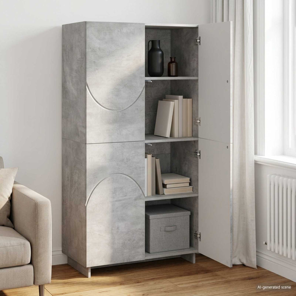 vidaXL Wysoki kredens Betonowy szary 79 x 41 x 151 cm