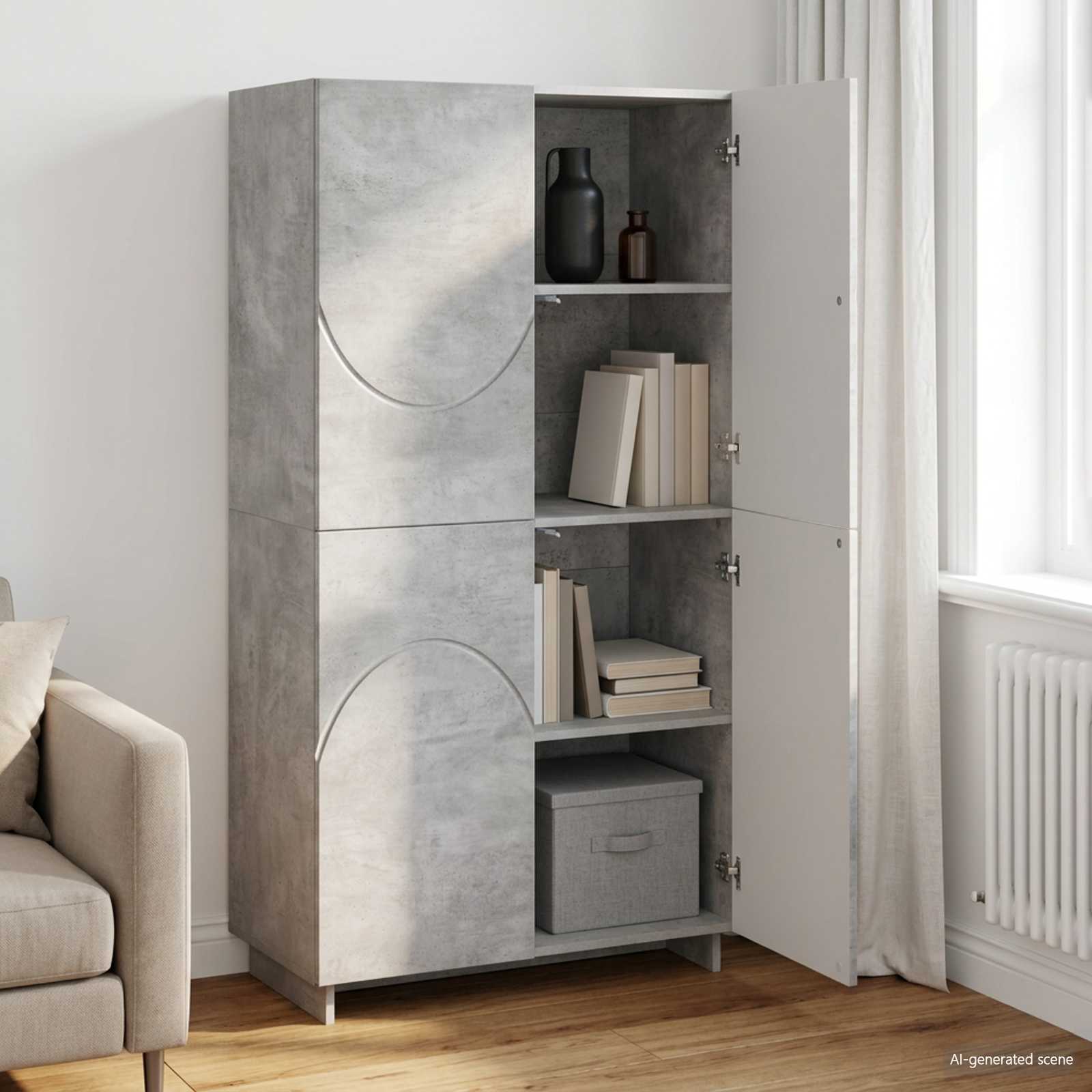 vidaXL Wysoki kredens Betonowy szary 79 x 41 x 151 cm