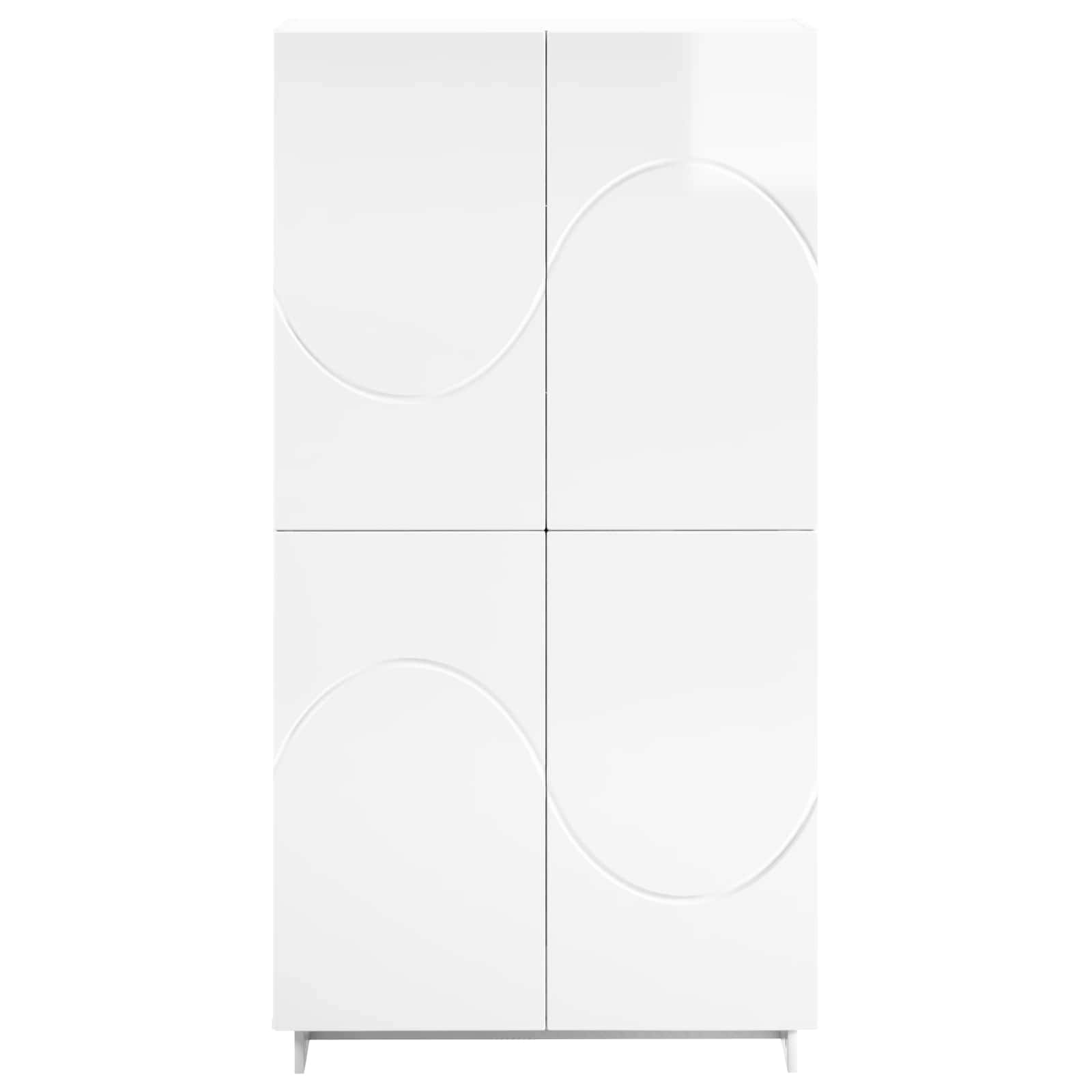 vidaXL Wysoki kredens Biały wysoki połysk 79 x 41 x 151 cm