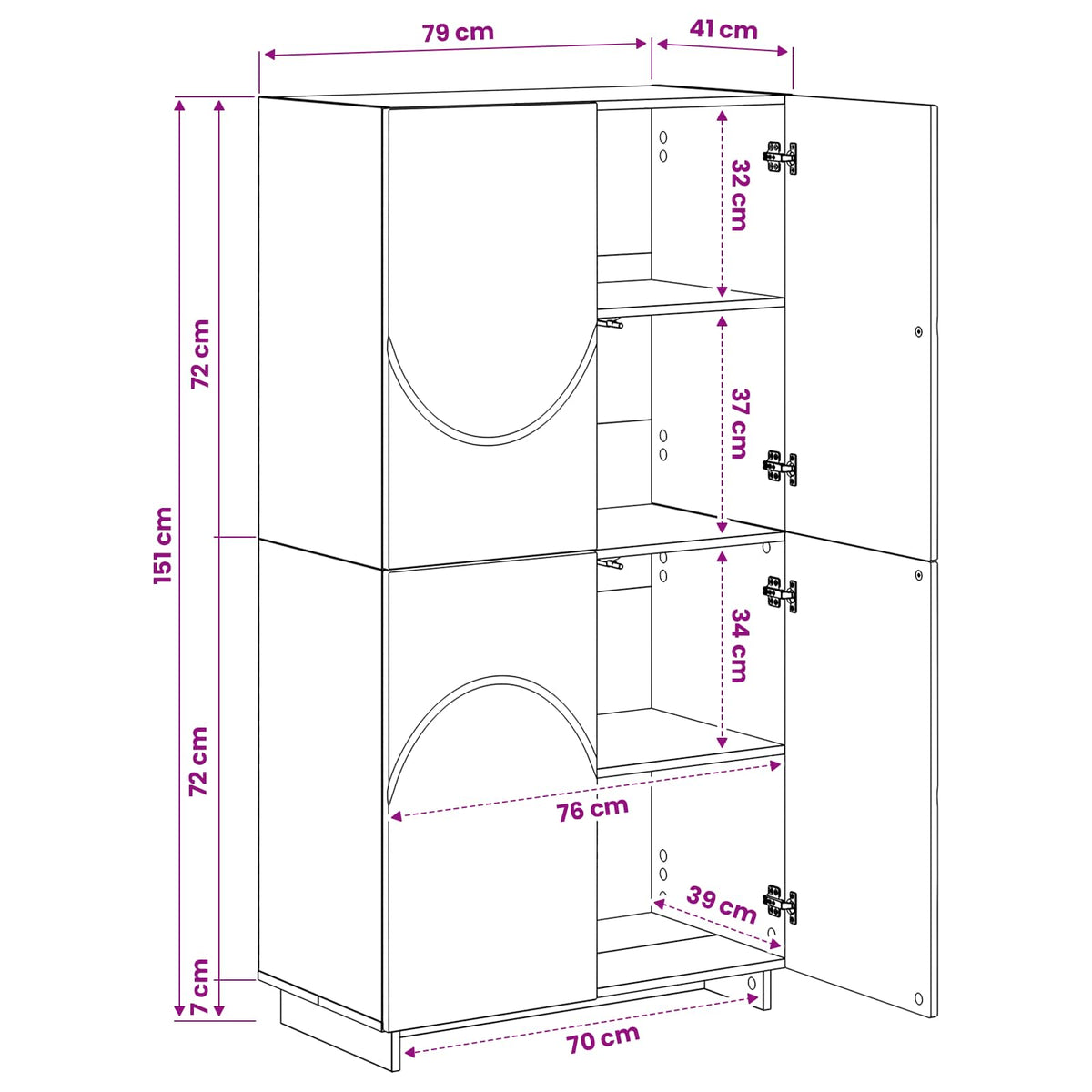vidaXL Wysoki kredens Stare drewno 79 x 41 x 151 cm