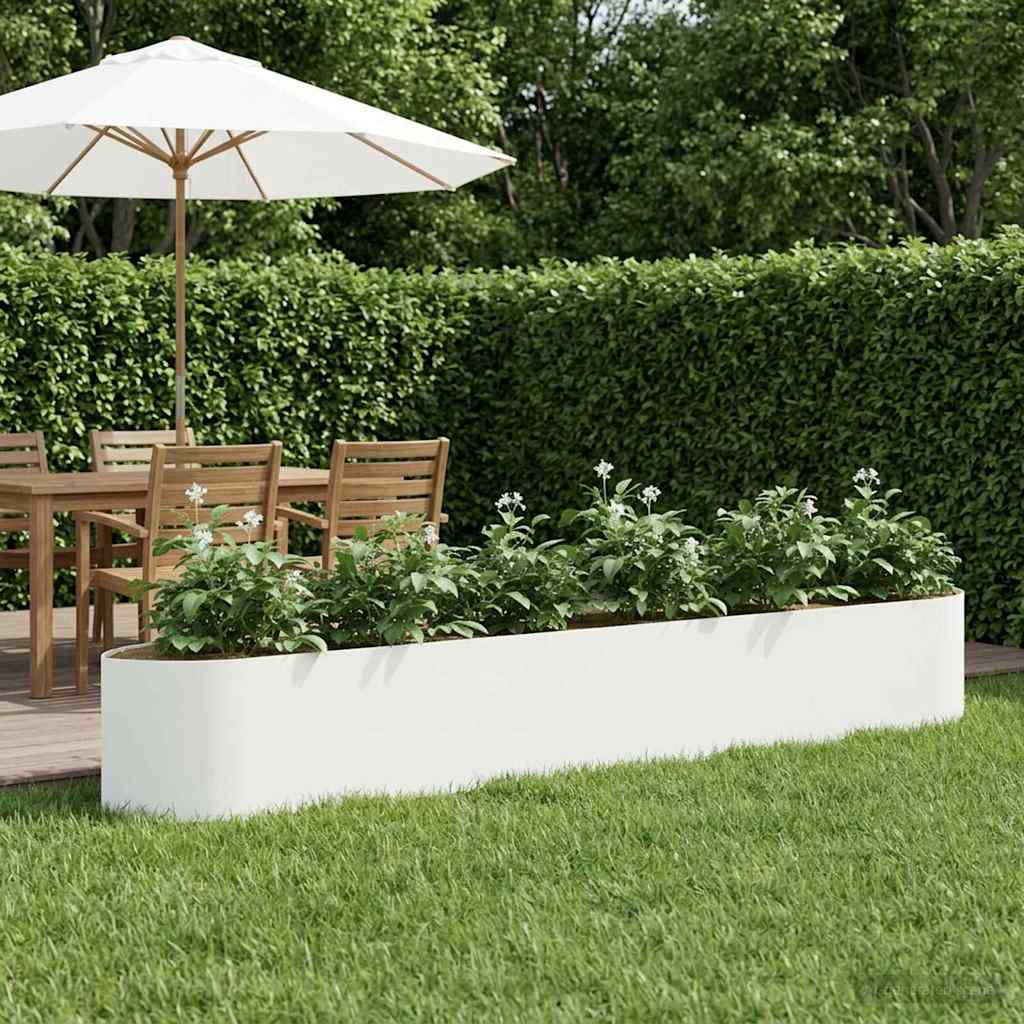 vidaXL Podniesione Łóżko Ogrodowe Biały 300 x 40 x 40 cm Stal