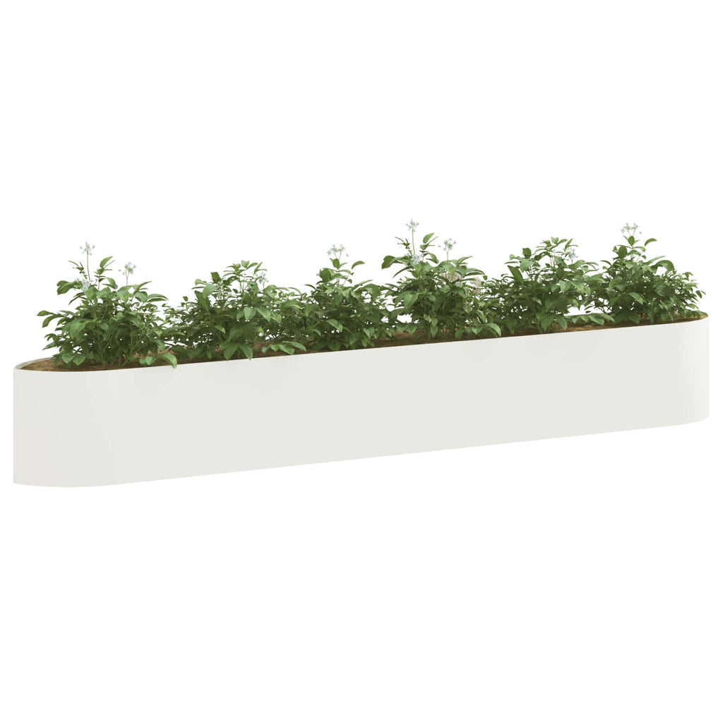 vidaXL Podniesione Łóżko Ogrodowe Biały 300 x 40 x 40 cm Stal