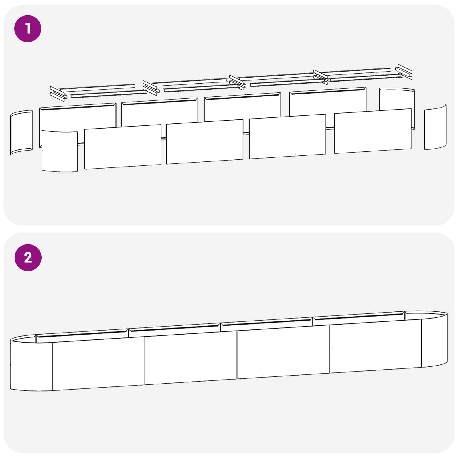 vidaXL Podniesione Łóżko Ogrodowe Czarny 380 x 40 x 40 cm Stal