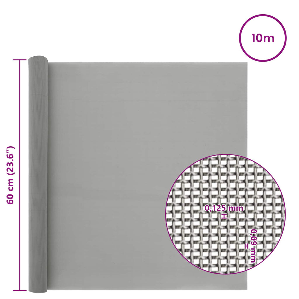 vidaXL Siatka ekranowa 60 x 1000 cm 120 Mesh Stal nierdzewna 201