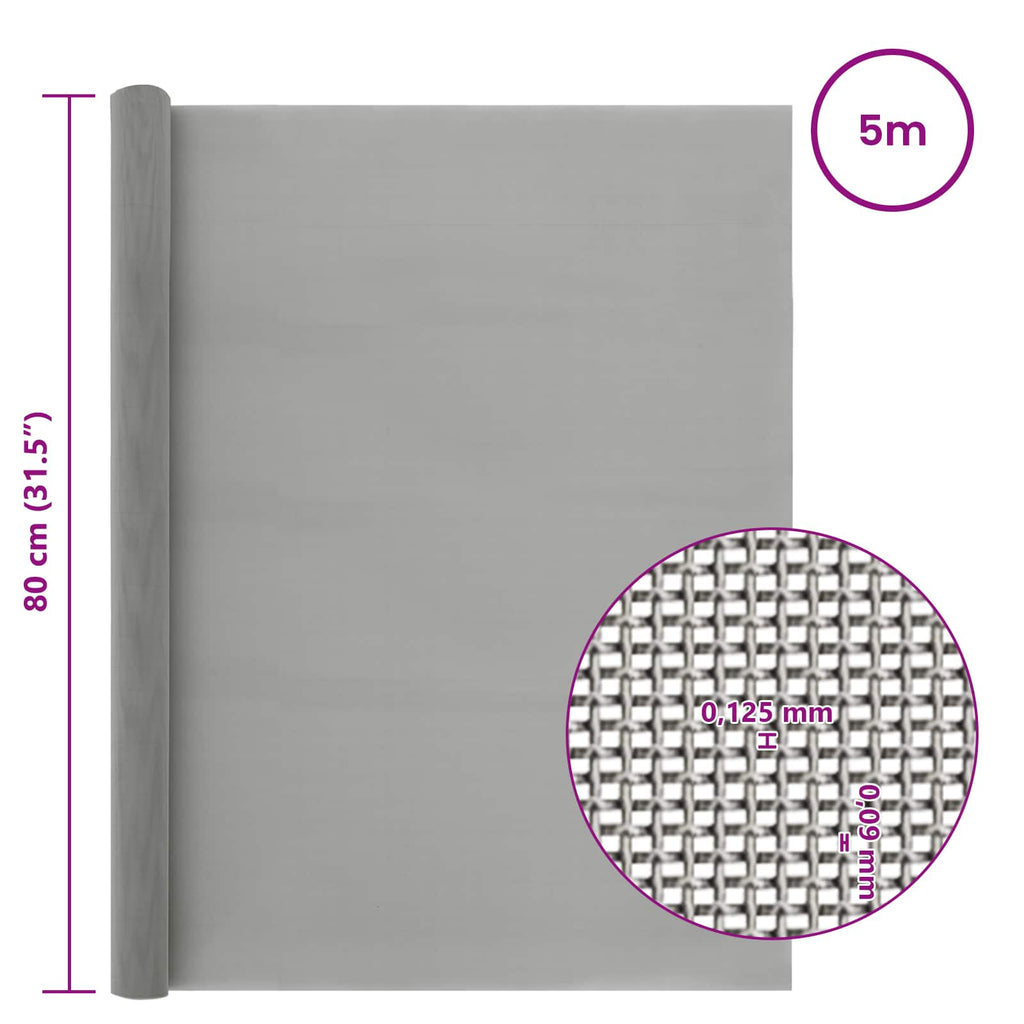 vidaXL Siatka ekranowa 80 x 500 cm 120 Mesh Stal nierdzewna 201