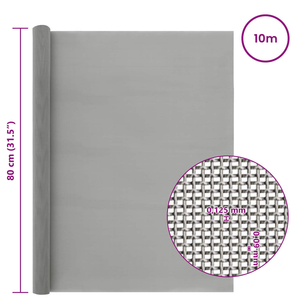vidaXL Siatka ekranowa 80 x 1000 cm 120 Mesh Stal nierdzewna 201