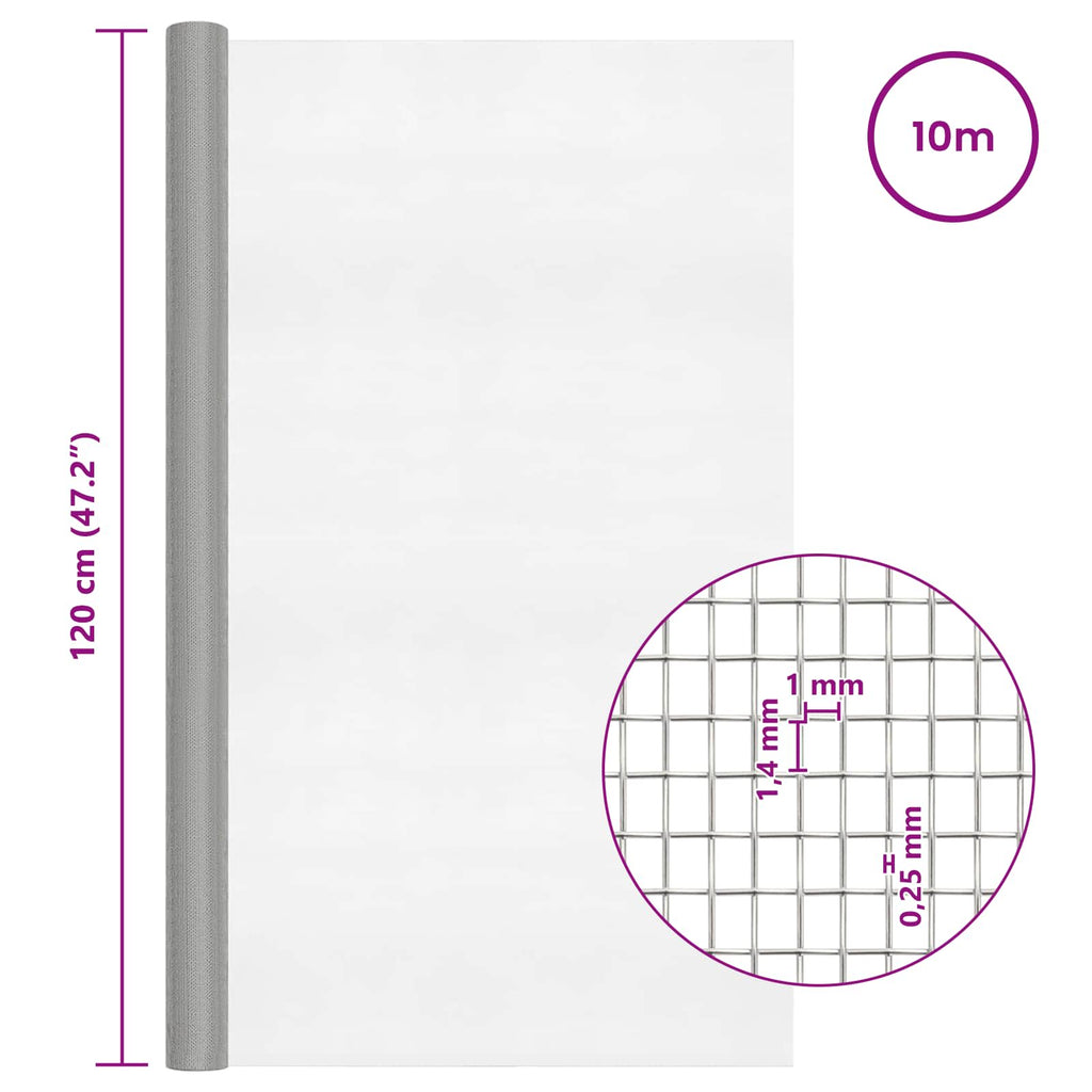 vidaXL Siatka ekranowa 120 x 1000 cm 18 mesh Stal nierdzewna 304
