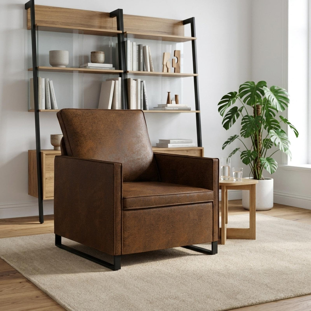 vidaXL Fotel brązowy 70 x 81 x 82 cm Materiał zamszowy syntetyczny