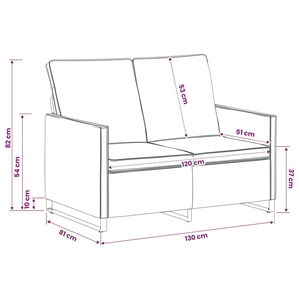 vidaXL Sofa dwuosobowa brązowy 130 x 81 x 82 cm
