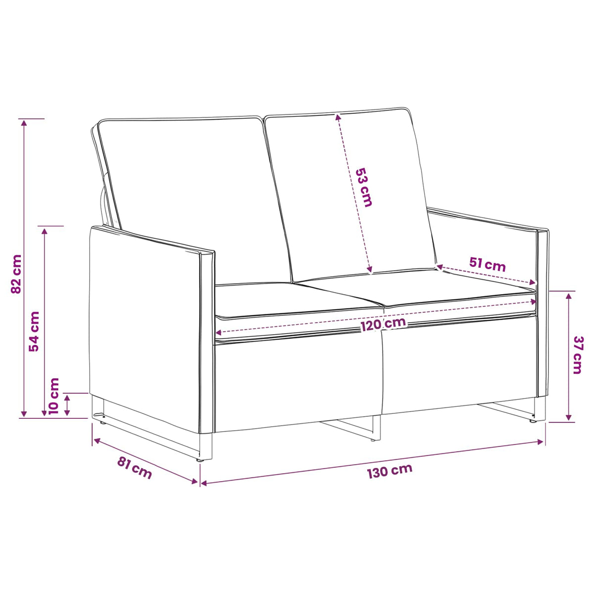 vidaXL Sofa dwuosobowa ciemnoszary 130 x 81 x 82 cm