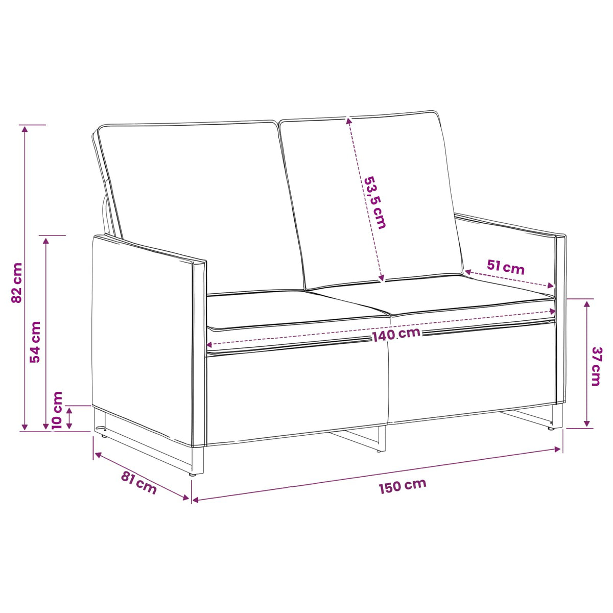 vidaXL Sofa dwuosobowa ciemnoszary 150 x 81 x 82 cm