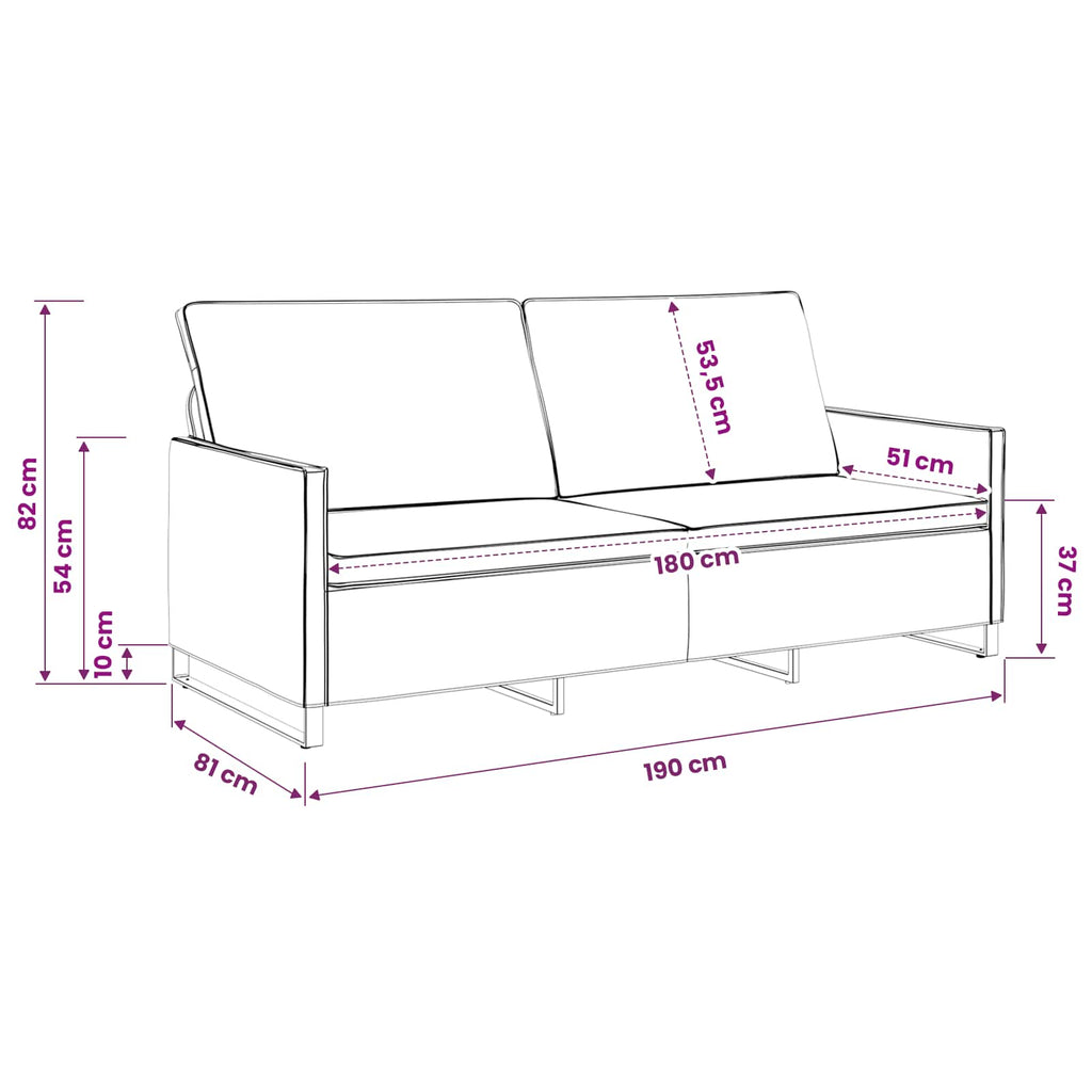 vidaXL Sofa na 3 osoby brązowy 190 x 81 x 82 cm