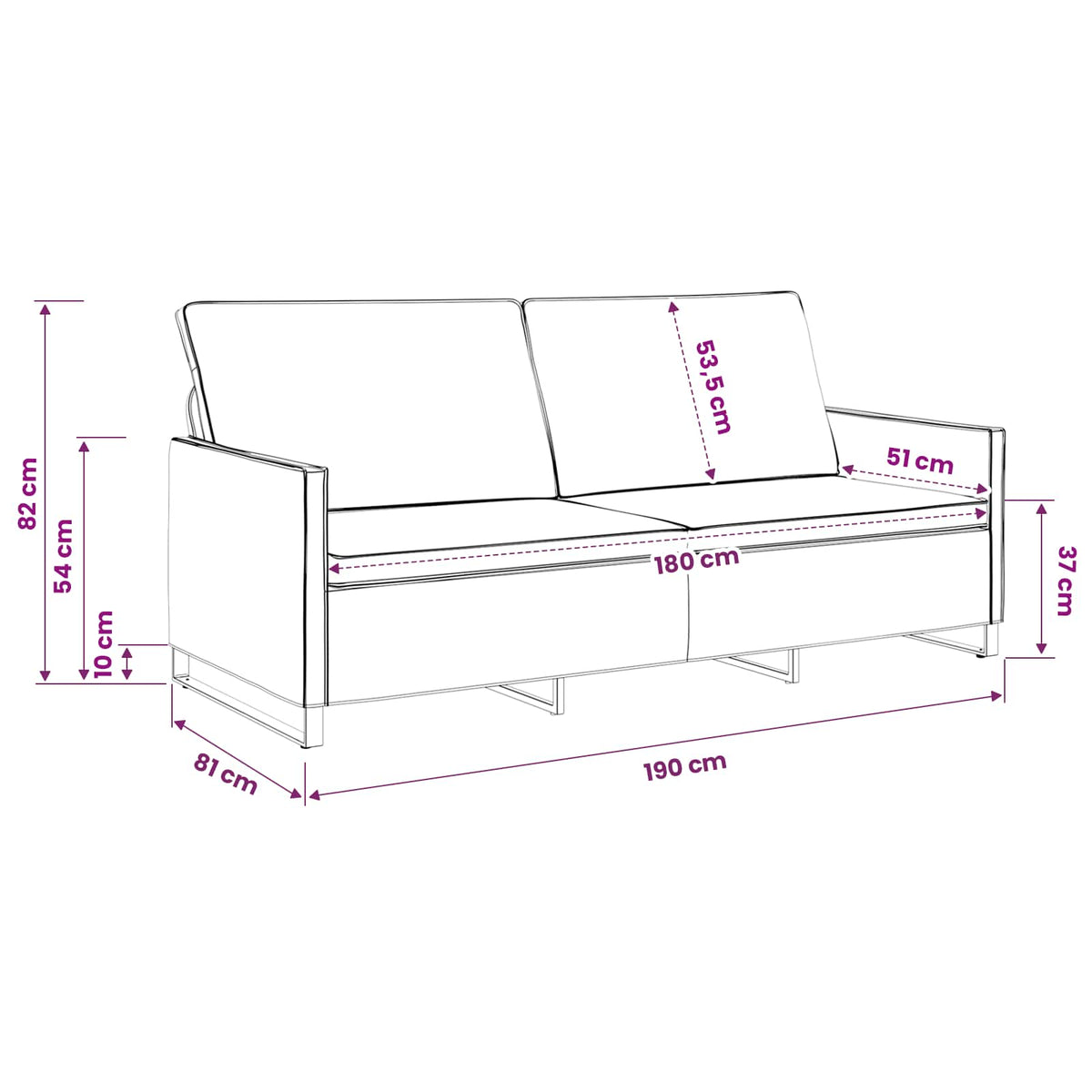 vidaXL Sofa na 3 osoby brązowy 190 x 81 x 82 cm