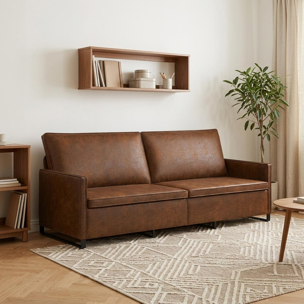 vidaXL Sofa na 3 osoby brązowy 220 x 81 x 82 cm