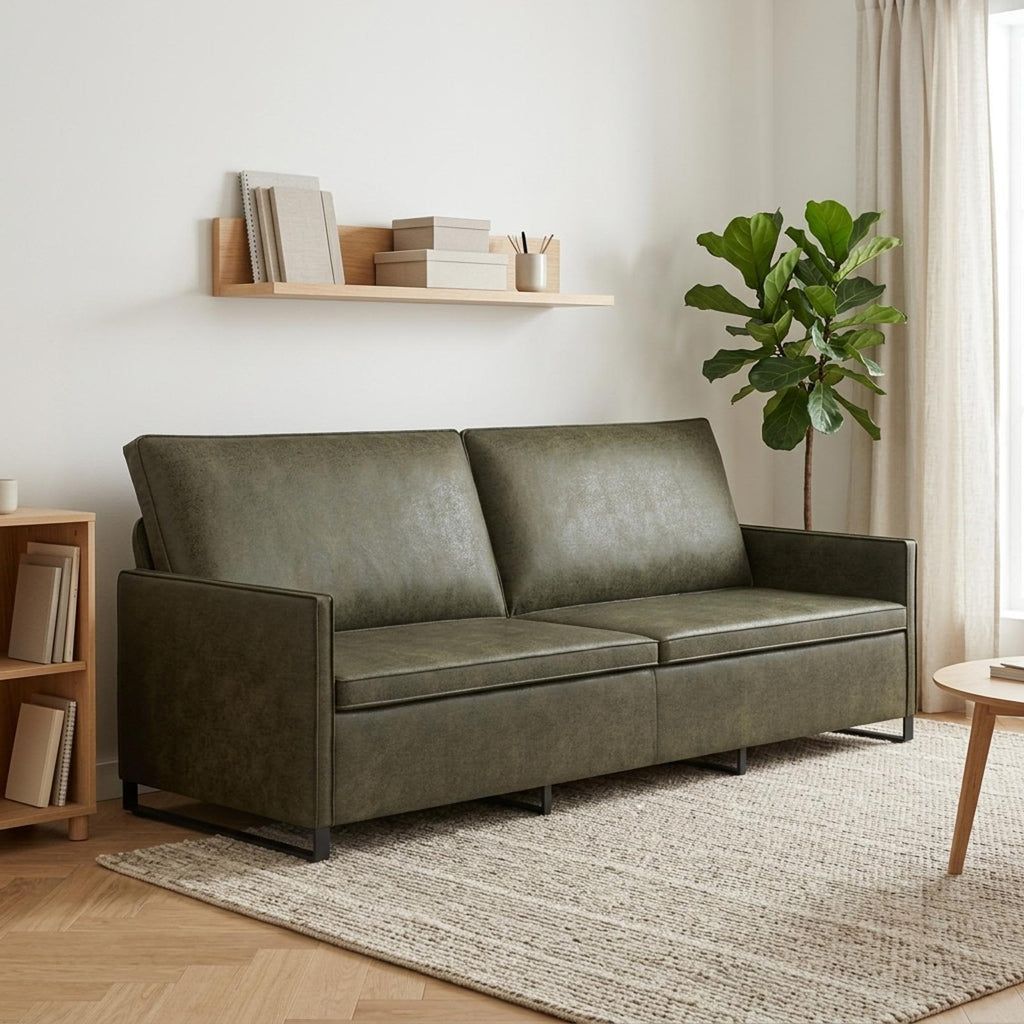vidaXL Sofa na 3 osoby Zielony wojskowy 220 x 81 x 82 cm