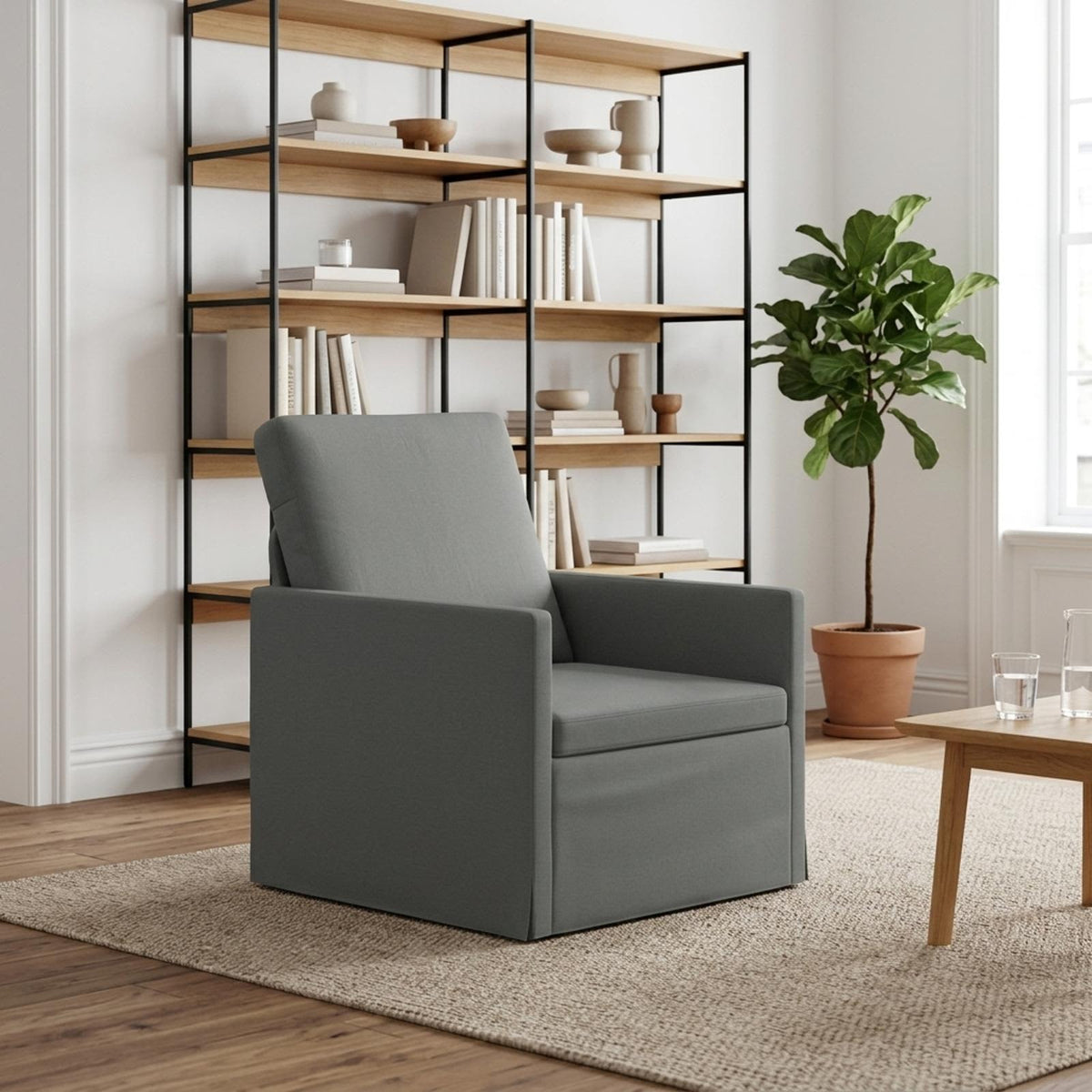 vidaXL Fotel ciemnoszary 70 x 81 x 82 cm tkanina