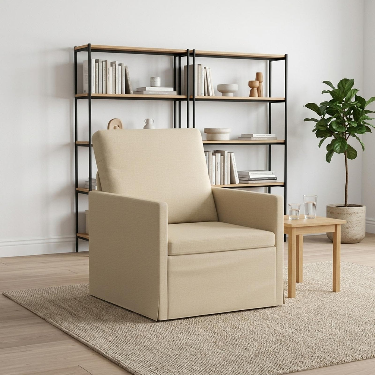 vidaXL Fotel kremowy 70 x 81 x 82 cm tkanina