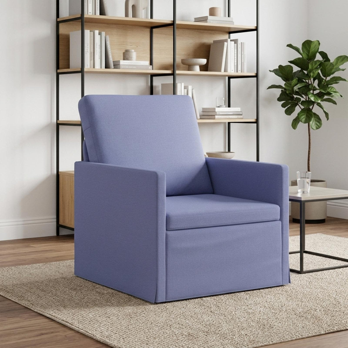 vidaXL Fotel Niebieski dżins 70 x 81 x 82 cm tkanina